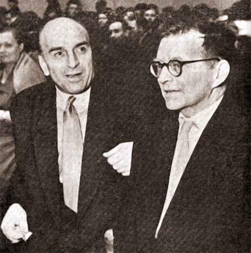 Владимир Аркадьевич Канделаки и Дмитрий Дмитриевич Шостакович на премьере оперетты «Москва. Черёмушки». 1959 год
